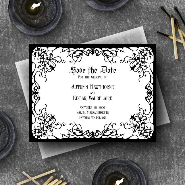 Save The Date Mariage gothique noir et blanc (Créateur téléchargé)