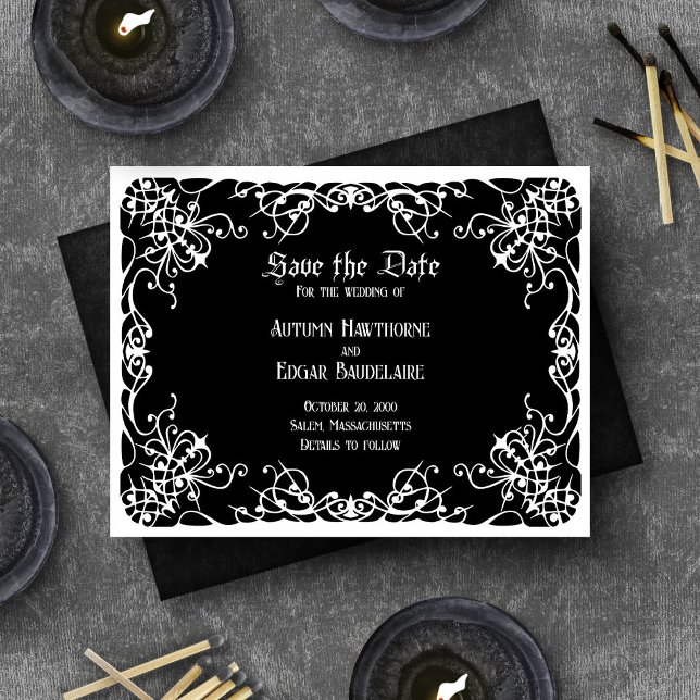 Save The Date Mariage gothique noir et blanc (Créateur téléchargé)