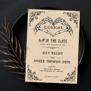 Save The Date Mariage gothique noir et blanc vintage à l'arche
