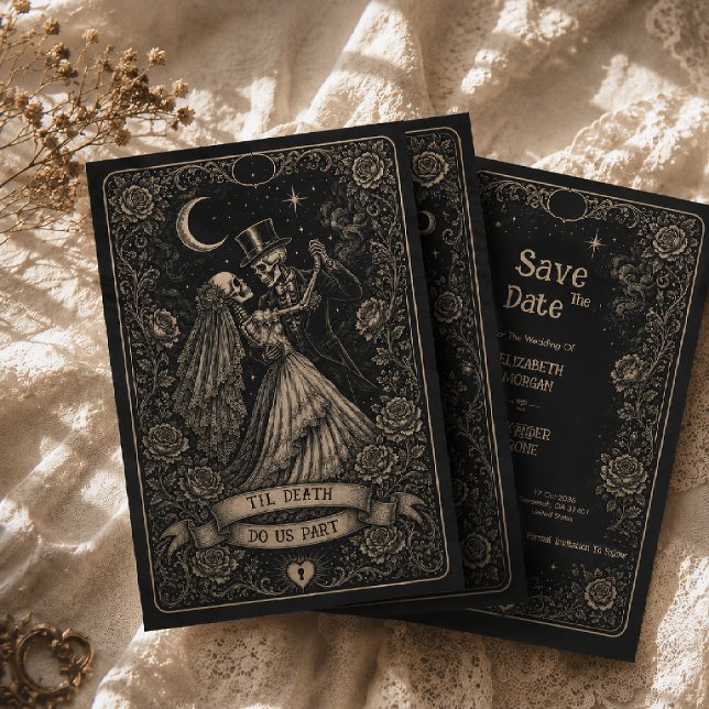 Save The Date Mariage gothique noir Tarot épouvantable  (Créateur téléchargé)