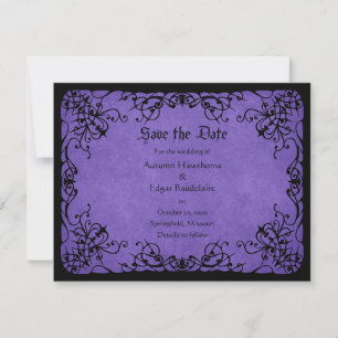 Save The Date Mariage gothique noir violet