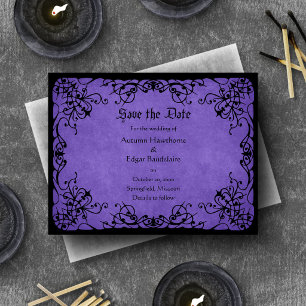 Save The Date Mariage gothique noir violet