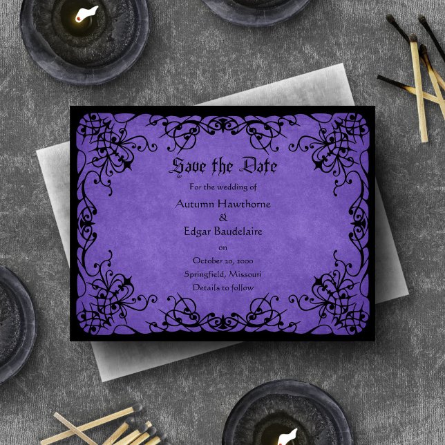 Save The Date Mariage gothique noir violet (Créateur téléchargé)