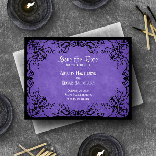 Save The Date Mariage gothique noir violet