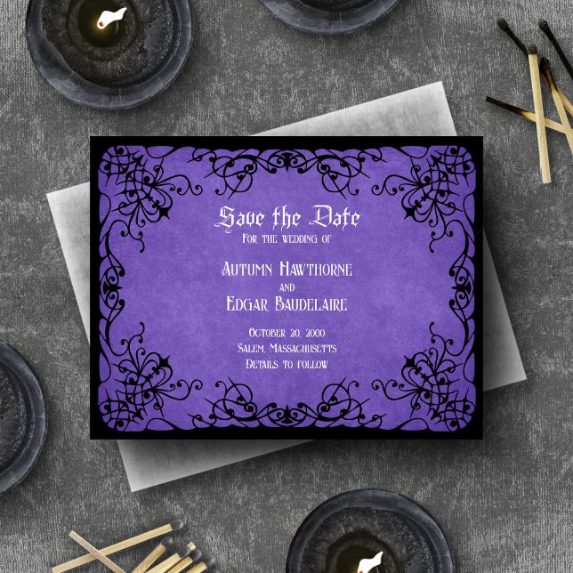 Save The Date Mariage gothique noir violet (Créateur téléchargé)