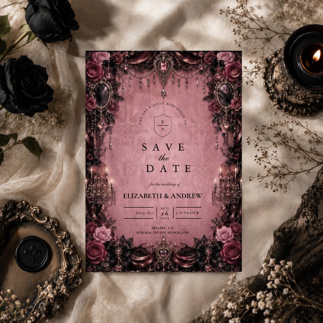 Save The Date Mariage gothique rose capricieux (Créateur téléchargé)