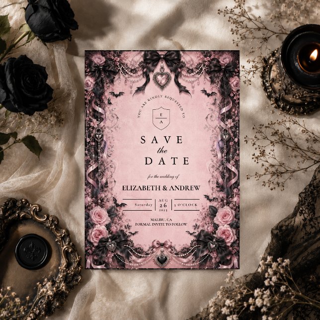 Save The Date Mariage gothique rose élégant (Créateur téléchargé)