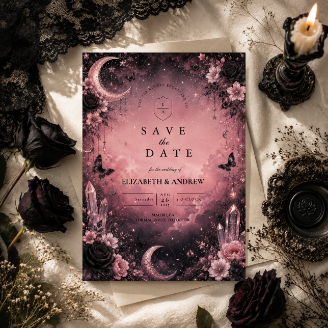 Save The Date Mariage gothique rose enchanté (Créateur téléchargé)