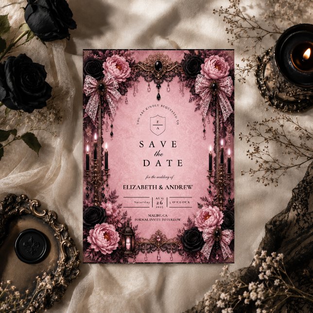 Save The Date Mariage gothique rose romantique (Créateur téléchargé)