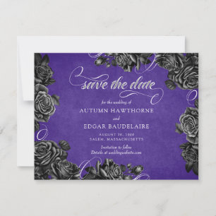 Save The Date Mariage gothique Rose violet noir