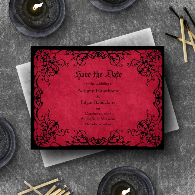 Save The Date Mariage gothique rouge noir (Créateur téléchargé)