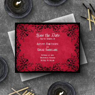 Save The Date Mariage gothique rouge noir