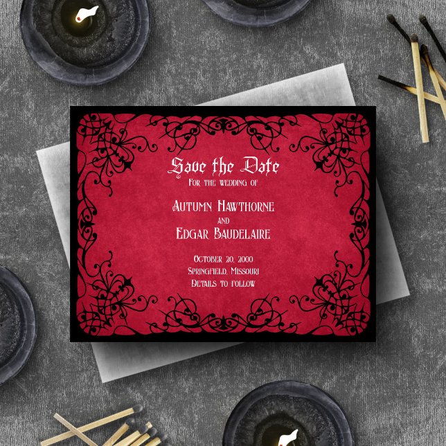 Save The Date Mariage gothique rouge noir (Créateur téléchargé)