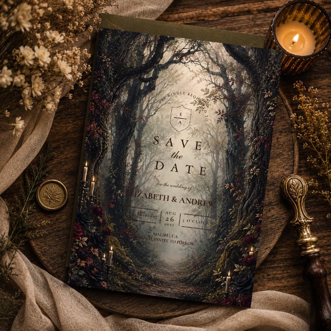 Save The Date Mariage gothique sombre en forêt (Créateur téléchargé)