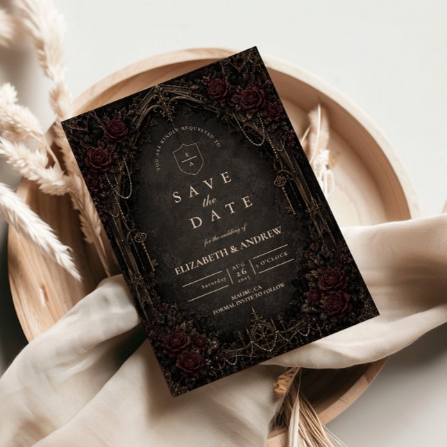 Save The Date Mariage gothique victorien sombre orné (Créateur téléchargé)