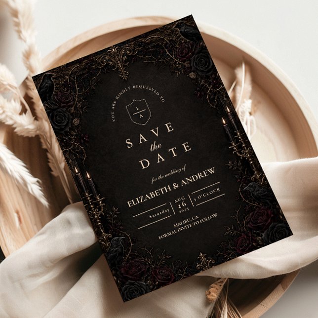 Save The Date Mariage gothique victorien violet lunatique (Créateur téléchargé)