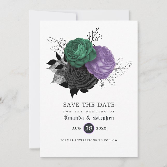 Save The Date Mariage gothique vintage (Devant)