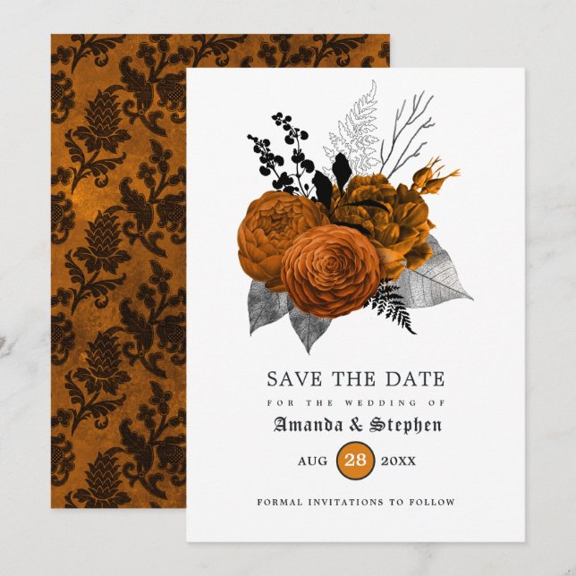Save The Date Mariage gothique vintage (Devant / Derrière)
