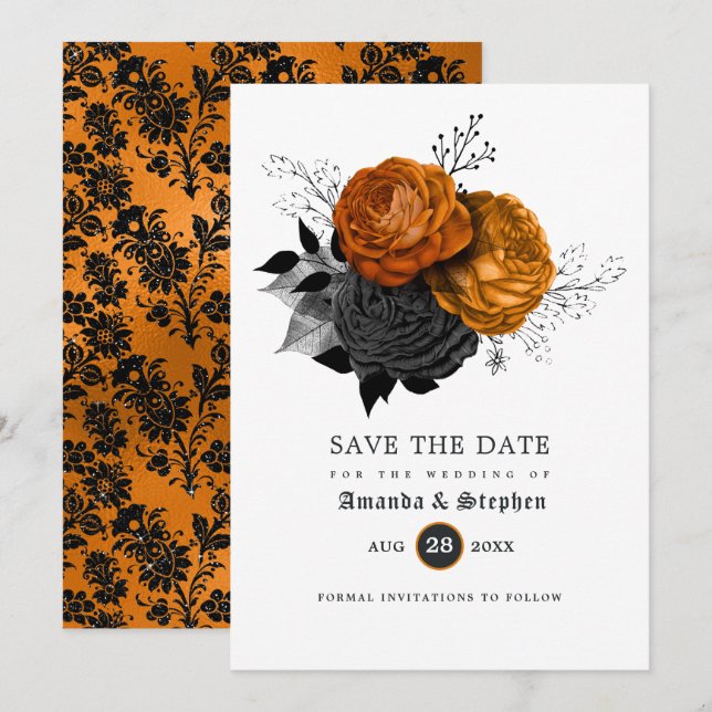 Save The Date Mariage gothique vintage (Devant / Derrière)