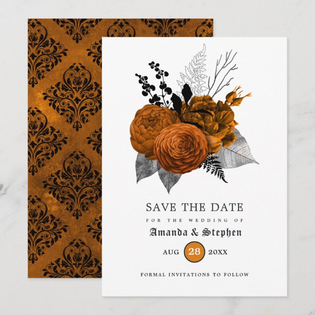 Save The Date Mariage gothique vintage (Devant / Derrière)