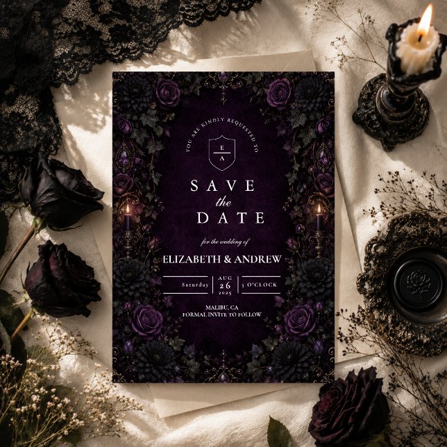 Save The Date Mariage gothique violet enchanté (Créateur téléchargé)