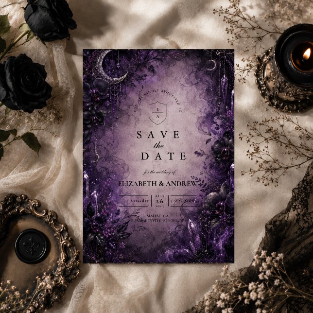 Save The Date Mariage gothique violet gothique (Créateur téléchargé)