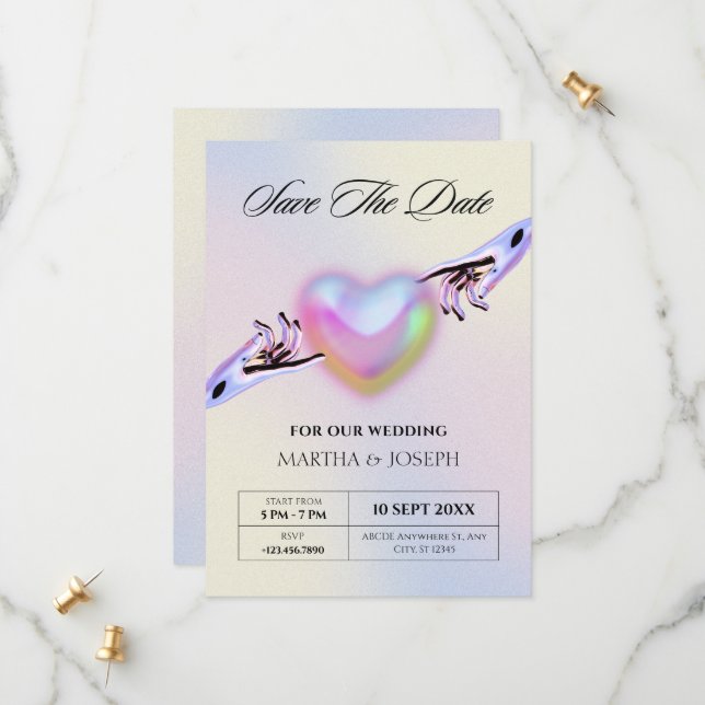 Save The Date Mariage Grunge y2k (Devant/Arrière en situation)
