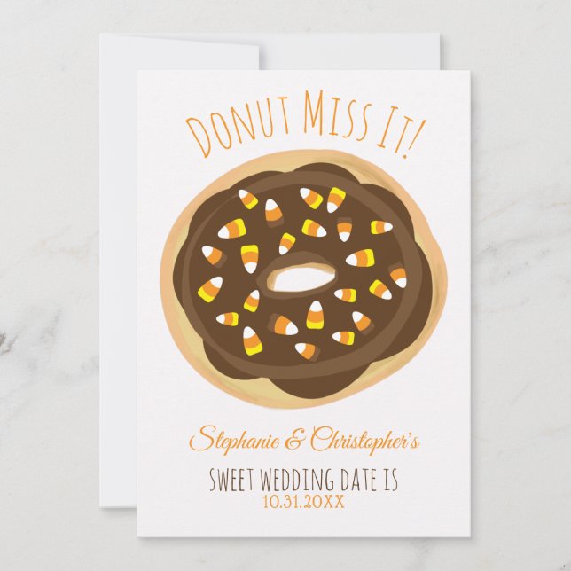 Save The Date Mariage Halloween Donut de Maïs Sucré (Devant)