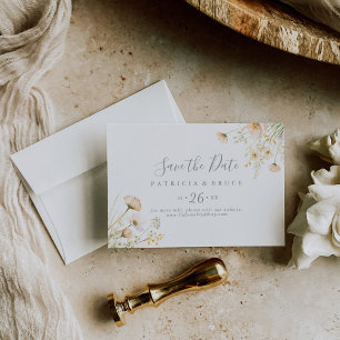 Save The Date Mariage horizontal Boho Blush Fleur sauvage classi