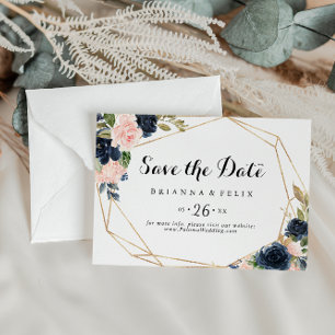 Save The Date Mariage horizontal d'hiver géométrique or