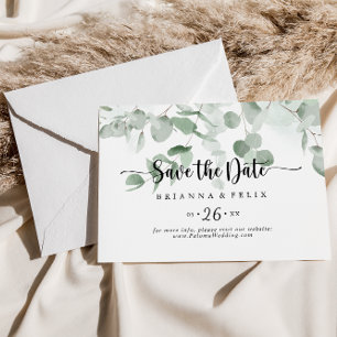 Save The Date Mariage horizontal Eucalyptus classique