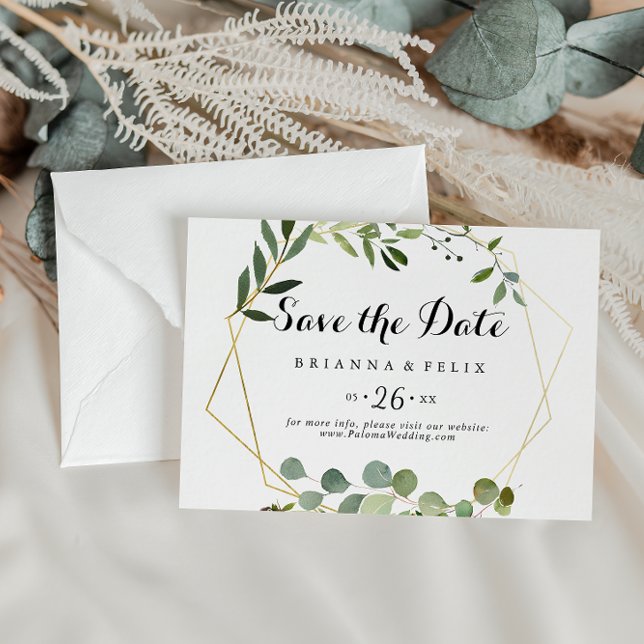 Save The Date Mariage horizontal géométrique Tropical Gold (Créateur téléchargé)