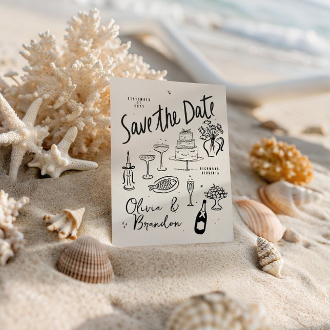 Save The Date Mariage Illustré à la Main avec Fantaisie (Créateur téléchargé)