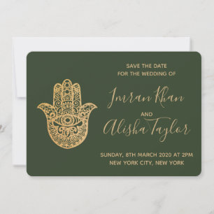 Save The Date Mariage indien Enregistrer la date Or hamsa Henna