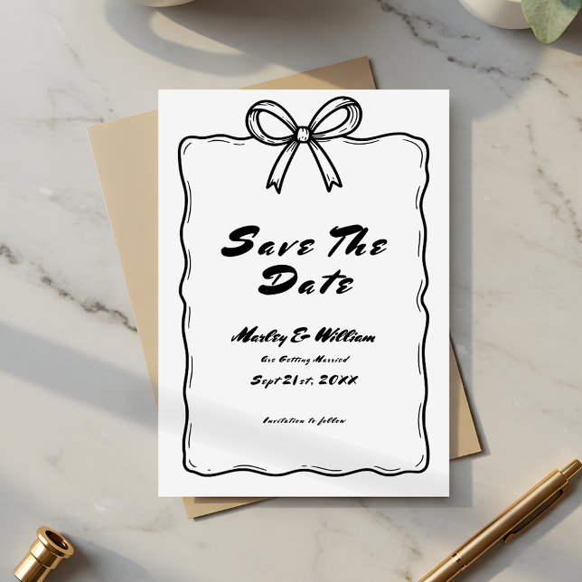 Save The Date Mariage ironique Whimsical Funky tiré à la main (Créateur téléchargé)