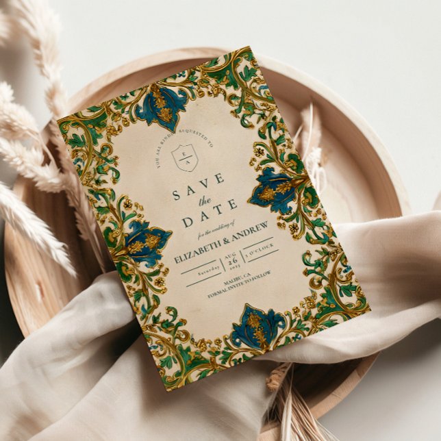 Save The Date Mariage islamique baroque émeraude (Créateur téléchargé)