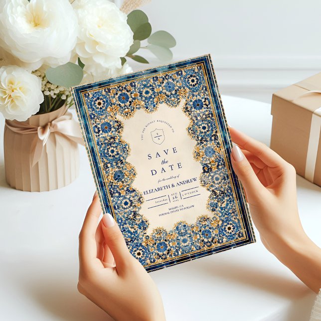 Save The Date Mariage islamique bleu royal (Créateur téléchargé)