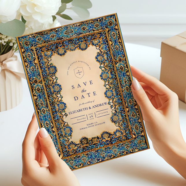 Save The Date Mariage islamique en mosaïque dorée (Créateur téléchargé)