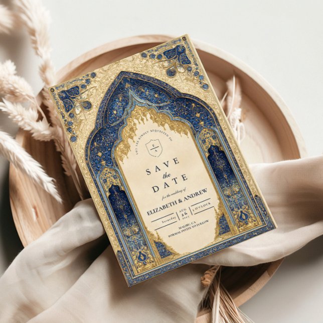Save The Date Mariage Islamique Or Bleu Royal (Créateur téléchargé)