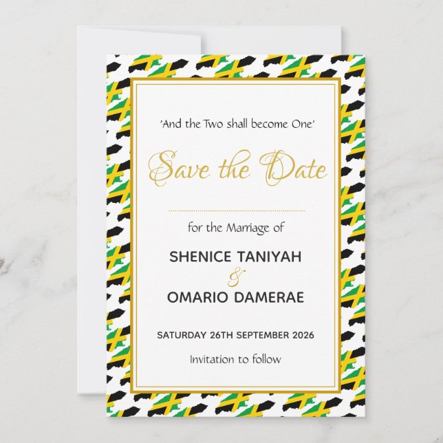 Save The Date MARIAGE JAMAÏQUE Célébration Coutume Chrétienne (Devant)
