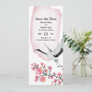 Save The Date Mariage japonais moderne de grue et de fleurs de c