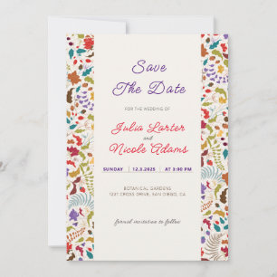 Save The Date Mariage Jardin de fleurs exotiques Wild Rose Woods