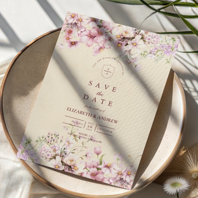 Save The Date Mariage Jardin Floral Rose (Créateur téléchargé)