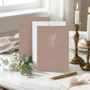 Save The Date Mariage Jardin Lavé par le Soleil Rose Brun ID1283