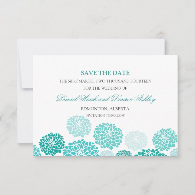 Save The Date Mariage Jardin Turquoise ENREGISTRER LA DATE (Devant)