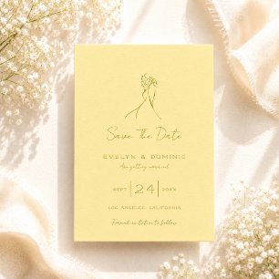 Save The Date Mariage Jaune Beurre Dessiné à la Main Adorable