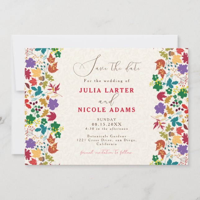 Save The Date Mariage Jaune Moutarde Violet Fleur de Prairie (Devant)