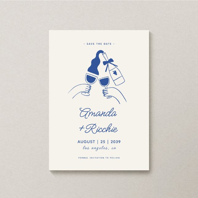 Save The Date Mariage Joyeux Dessinés à la Main Rétro Fantaisist (Créateur téléchargé)