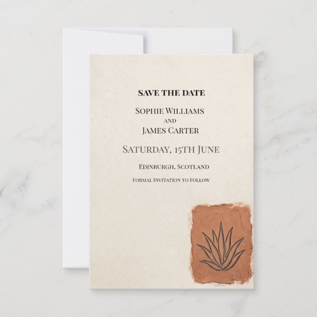 Save The Date Mariage Kraft Terracotta (Devant)