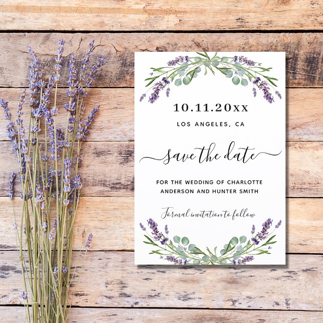 Save The Date Mariage Lavender eucalyptus enregistrer la date (Créateur téléchargé)